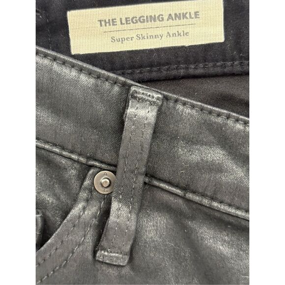 AG Adriano Goldshmeid Jeans The Legging Coated Black Women 25 Super Skinny Ankle - Picture 4 of 14